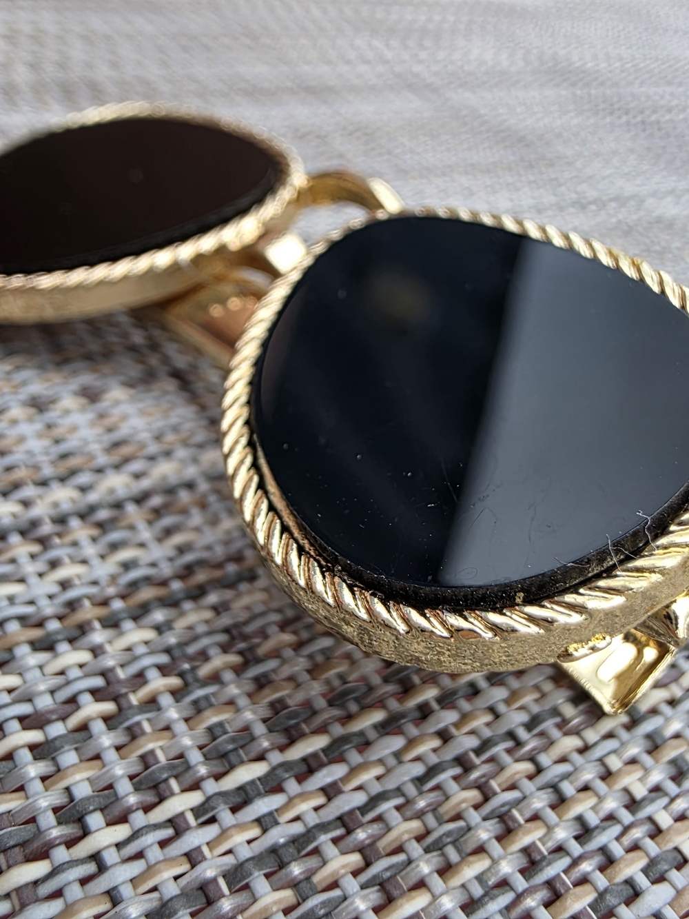 Gold Frame Black Oval Women's Sunglass Clip-On Accessory